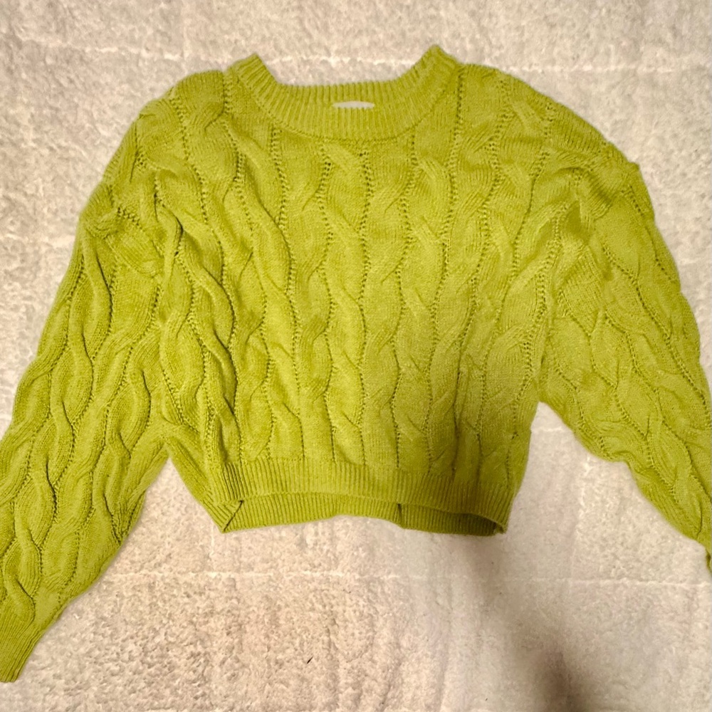 Cable Knit Lime Green Sweater
